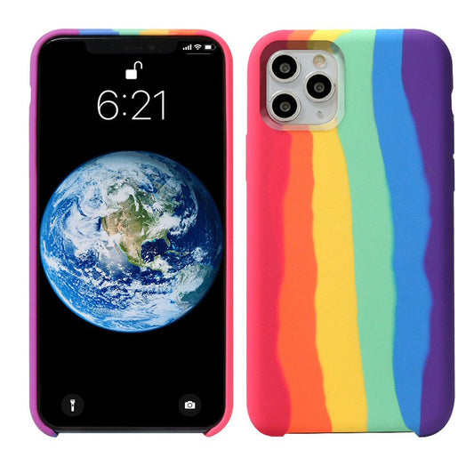 Case For iPhone 11 Pro Gay Pride Rainbow Multicoloured Liquid Silicone Case Cover FoneFunShop   