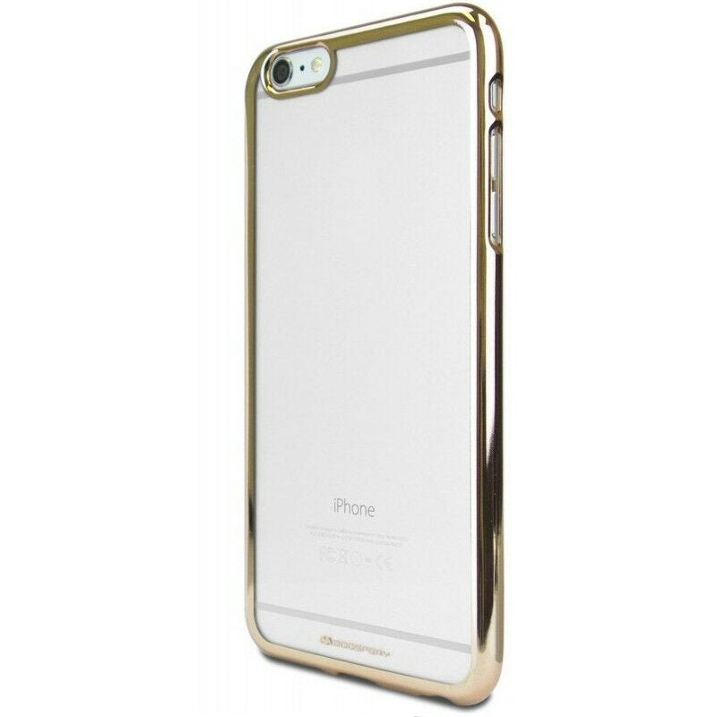 For iPhone 6 / 6s Clear Silicone Case With Gold Edge Case Cover FoneFunShop   