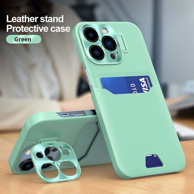 Case For iPhone 14 in Green Card Holder Lens Protector Stand Case Cover FoneFunShop   