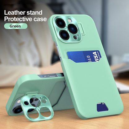 Case For iPhone 14 Pro Max in Green Card Holder Lens Protector Stand Case Cover FoneFunShop   