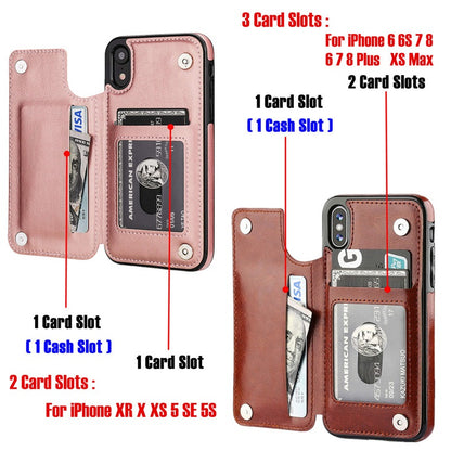 Case For iPhone 14 Pro 15 Pro in Blue Flip Leather Multi Card Holder Case Cover FoneFunShop   