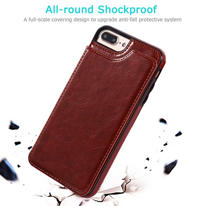 Case For iPhone 14 Plus 15 Plus in Brown Flip Leather Multi Card Holder Case Cover FoneFunShop   