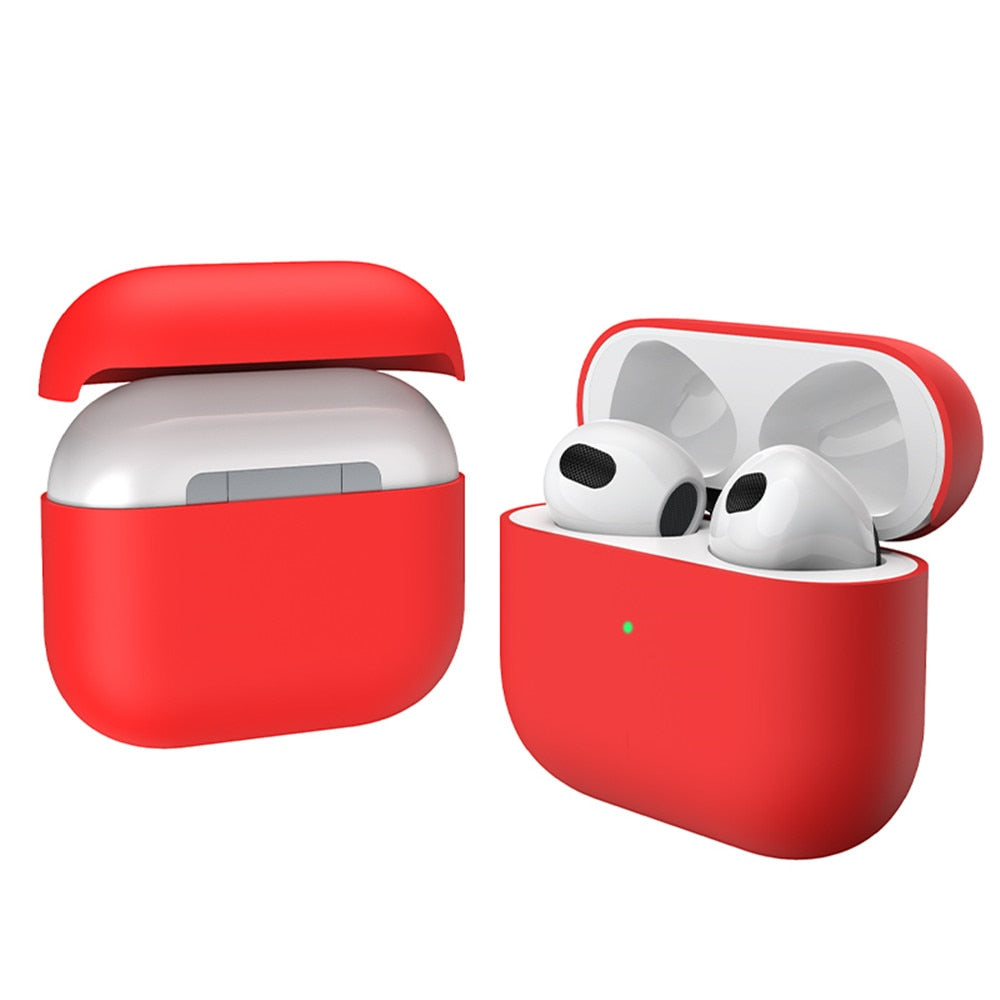 Case For Apple Airpod 3 Silicone Cover Skin in Red Earphone Charger Cases UK Case Cover FoneFunShop   