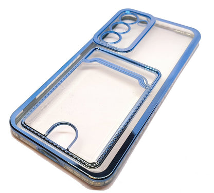 Case For Samsung S23 Clear View Card Holder Gel With Styled Edge Blue Case Cover FoneFunShop   