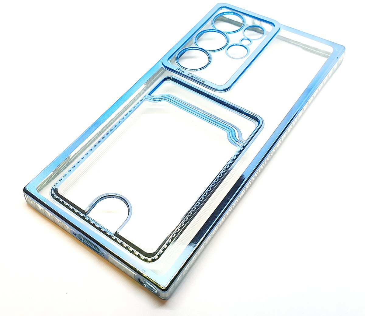 Case For Samsung S23 Ultra Clear View Card Holder Gel With Styled Edge Blue Case Cover FoneFunShop   