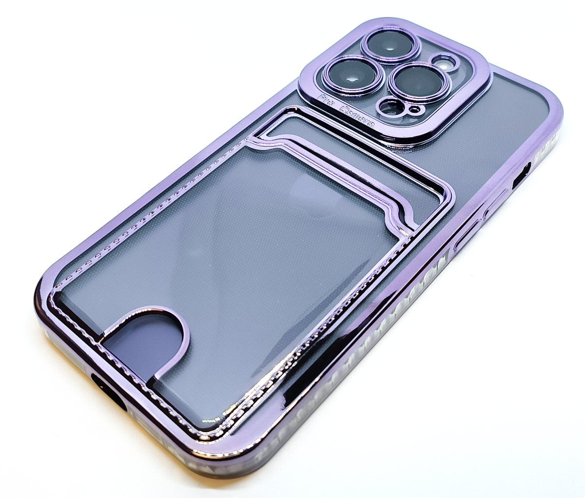 Case For iPhone 14 Plus Clear View Card Holder With Styled Edge Purple Case Cover FoneFunShop   