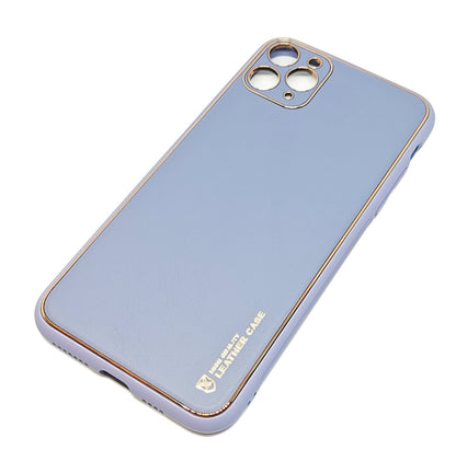 Case For iPhone 11 Pro Max Purple Hard Back PU Leather Effect Case Cover FoneFunShop   