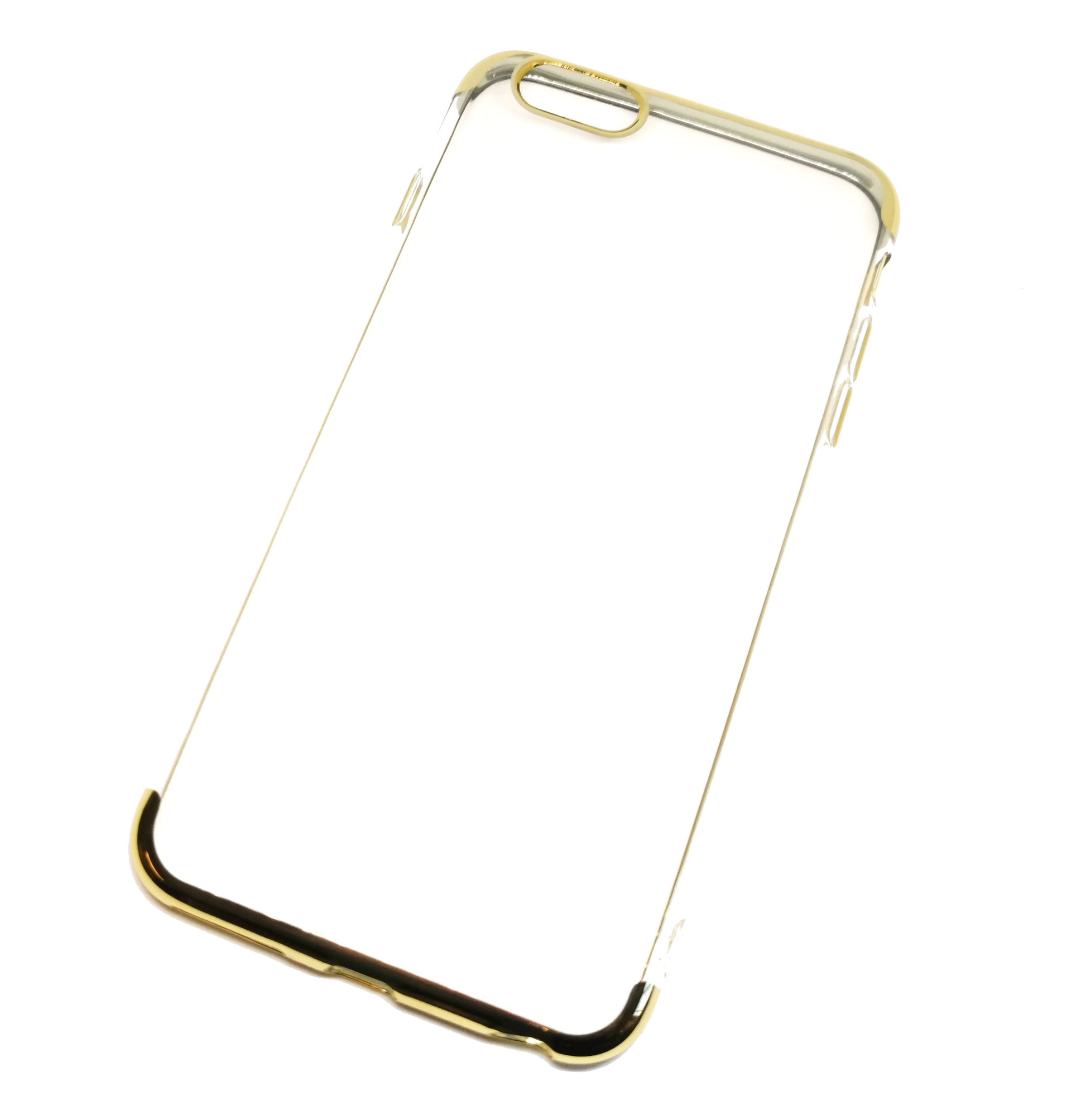 Case For iPhone 6 Plus 6s Plus Clear Silicone With Gold Trim Case Cover FoneFunShop   