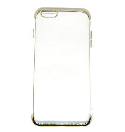 Case For iPhone 6 Plus 6s Plus Clear Silicone With Gold Trim Case Cover FoneFunShop   