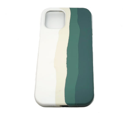 Case For iPhone 12 12 Pro Rainbow Teal Green Liquid Silicone Case Cover FoneFunShop   