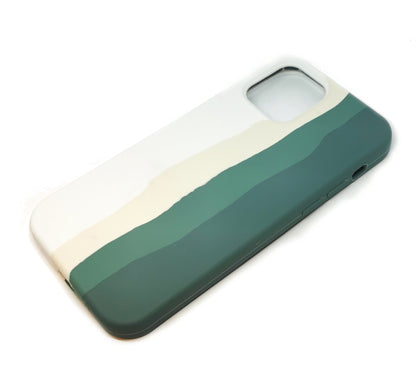 Case For iPhone 13 Rainbow Teal Green Liquid Silicone Case Cover FoneFunShop   