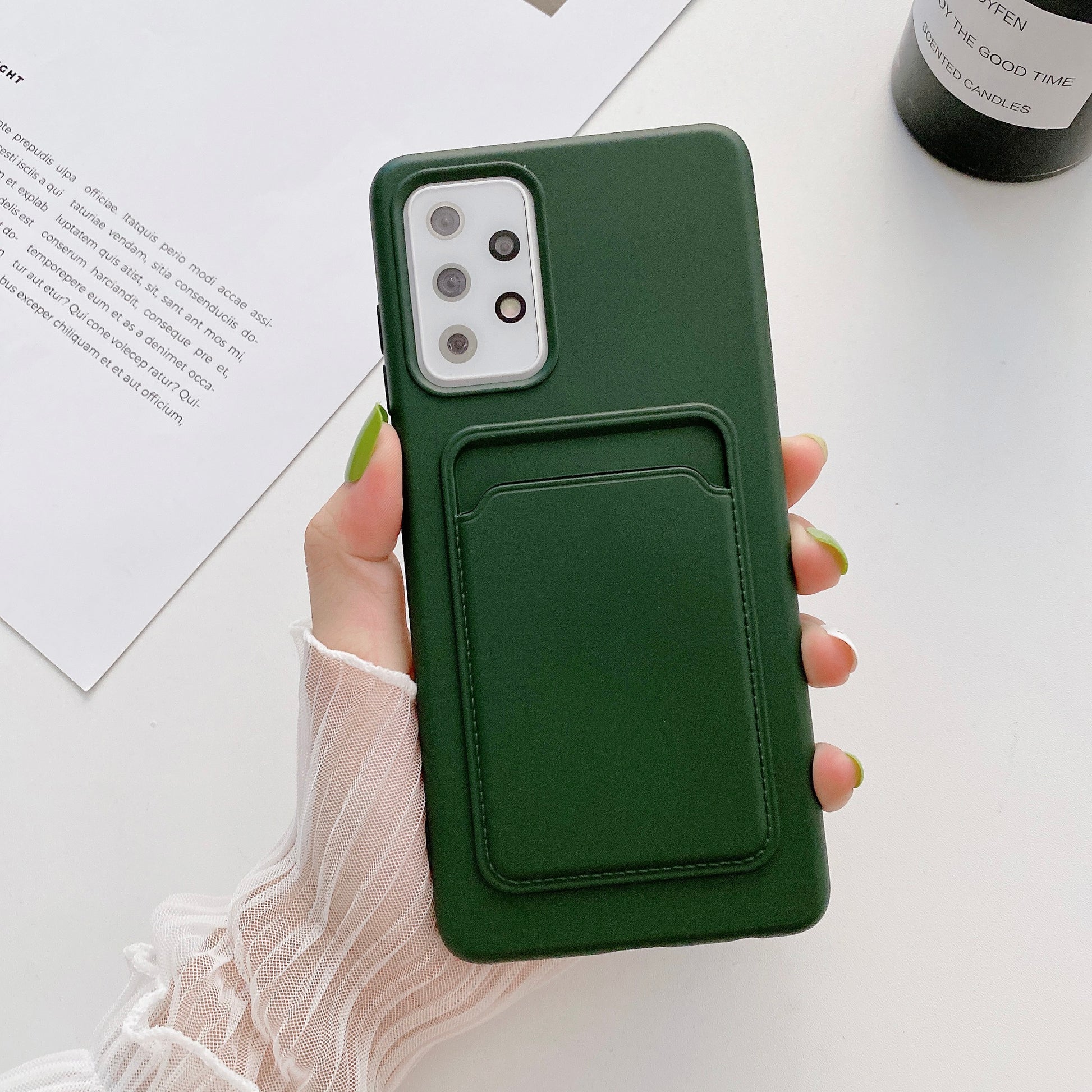 Case For Samsung A72 5G With Card Holder in Green Case Cover FoneFunShop   