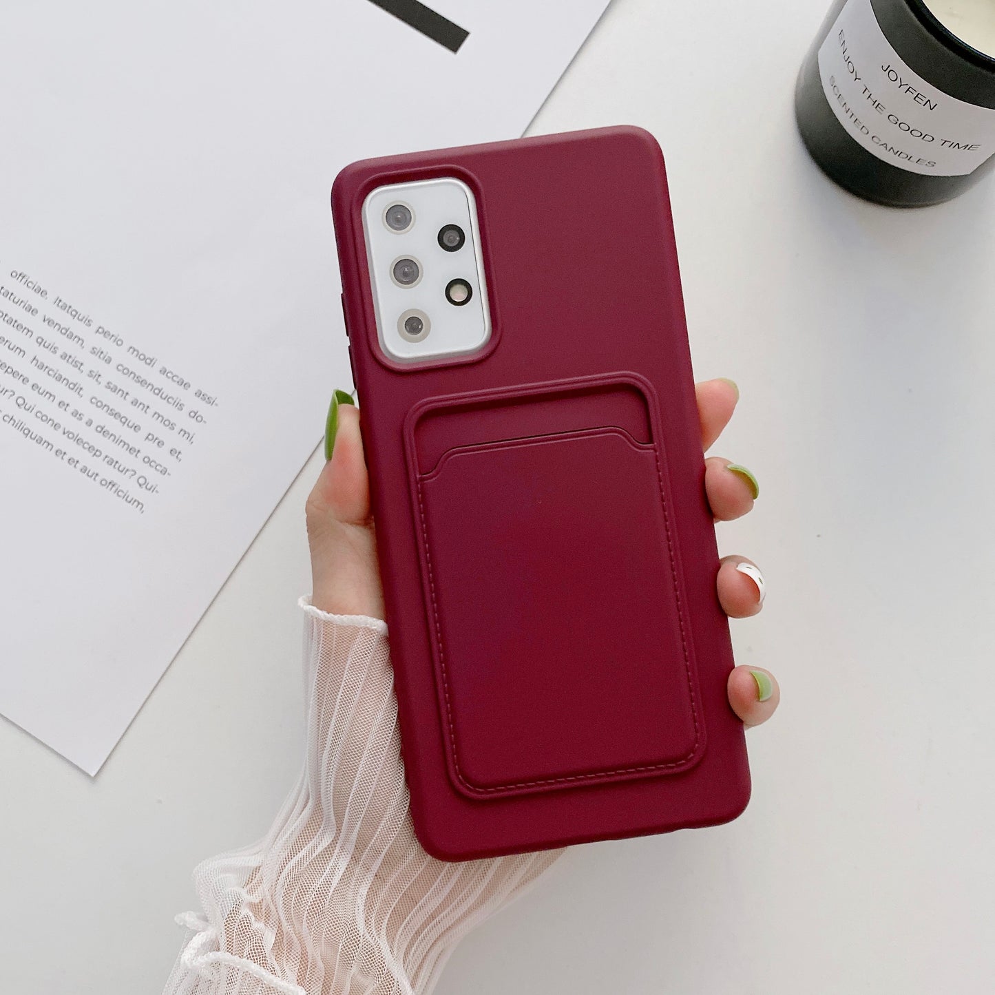 Case For Samsung A22 5G With Card Holder in Plum Case Cover FoneFunShop   