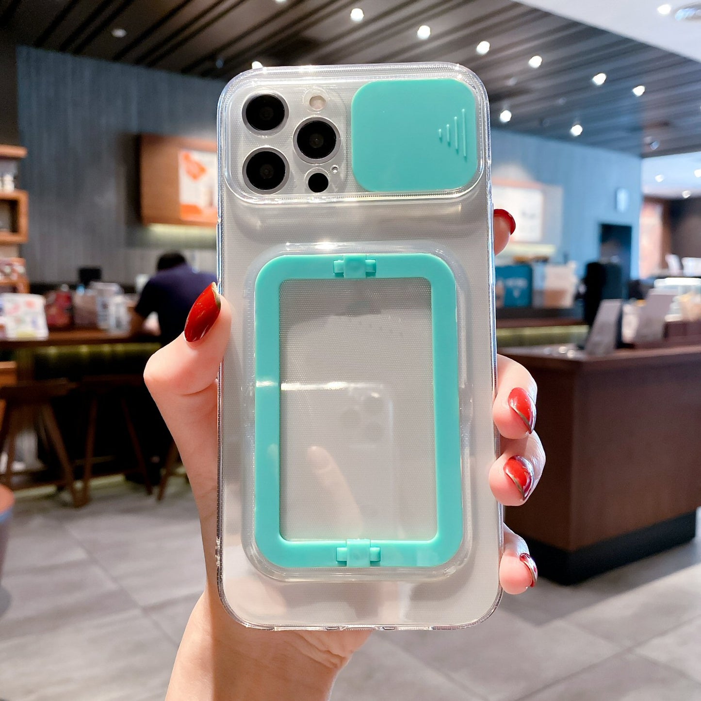 Case For iPhone 13 Pro Max in Green With Camera Lens Protection Square Stand Case Cover FoneFunShop   