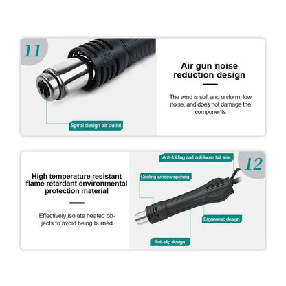 QUICK 2008D+ Desoldering Rework Station Hot Air Gun For Mobile Phone Repair 220V Solder FoneFunShop   