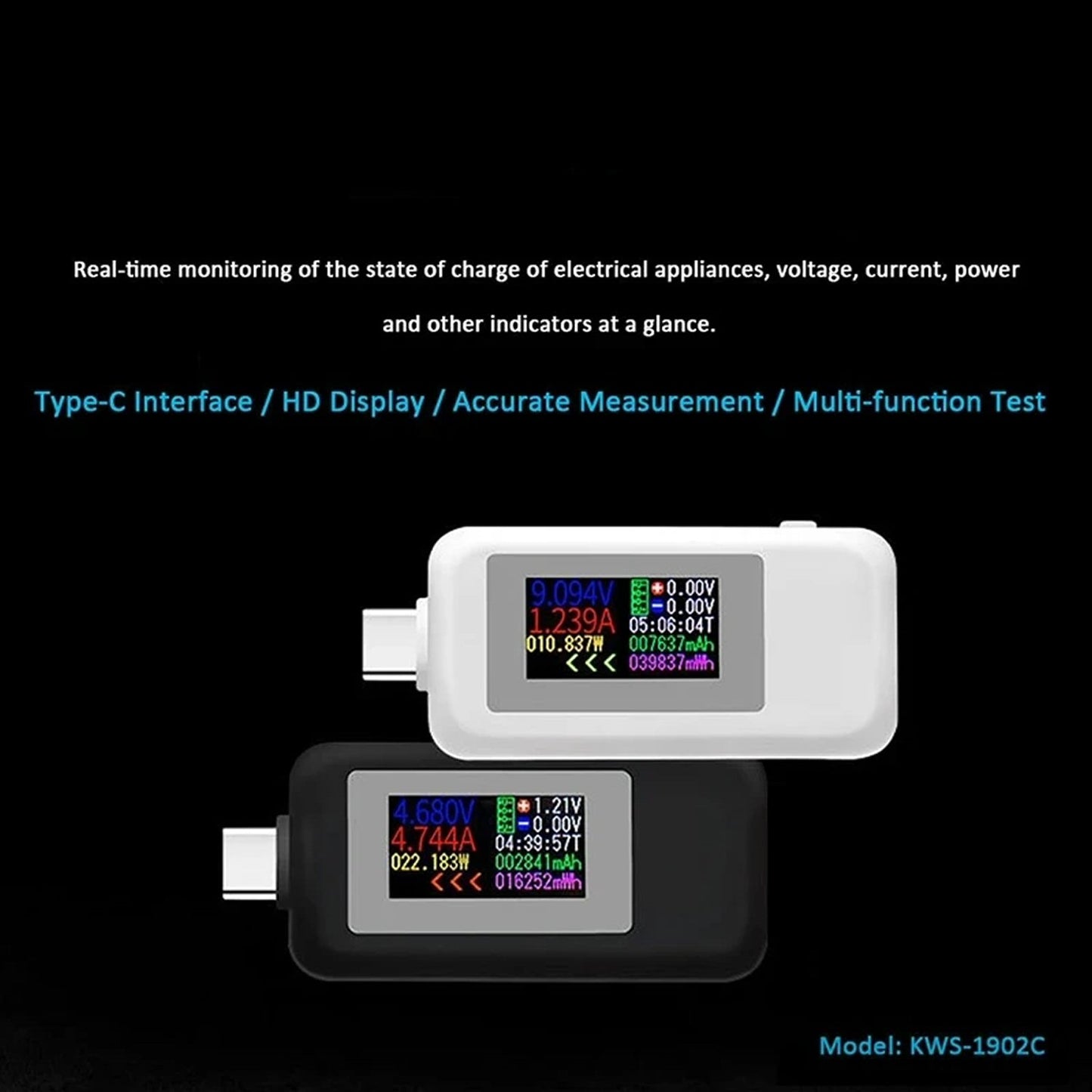 Charging Port Tester For Type-C Smartphone Voltmeter Ammeter Power Capacity Charging Port FoneFunShop   