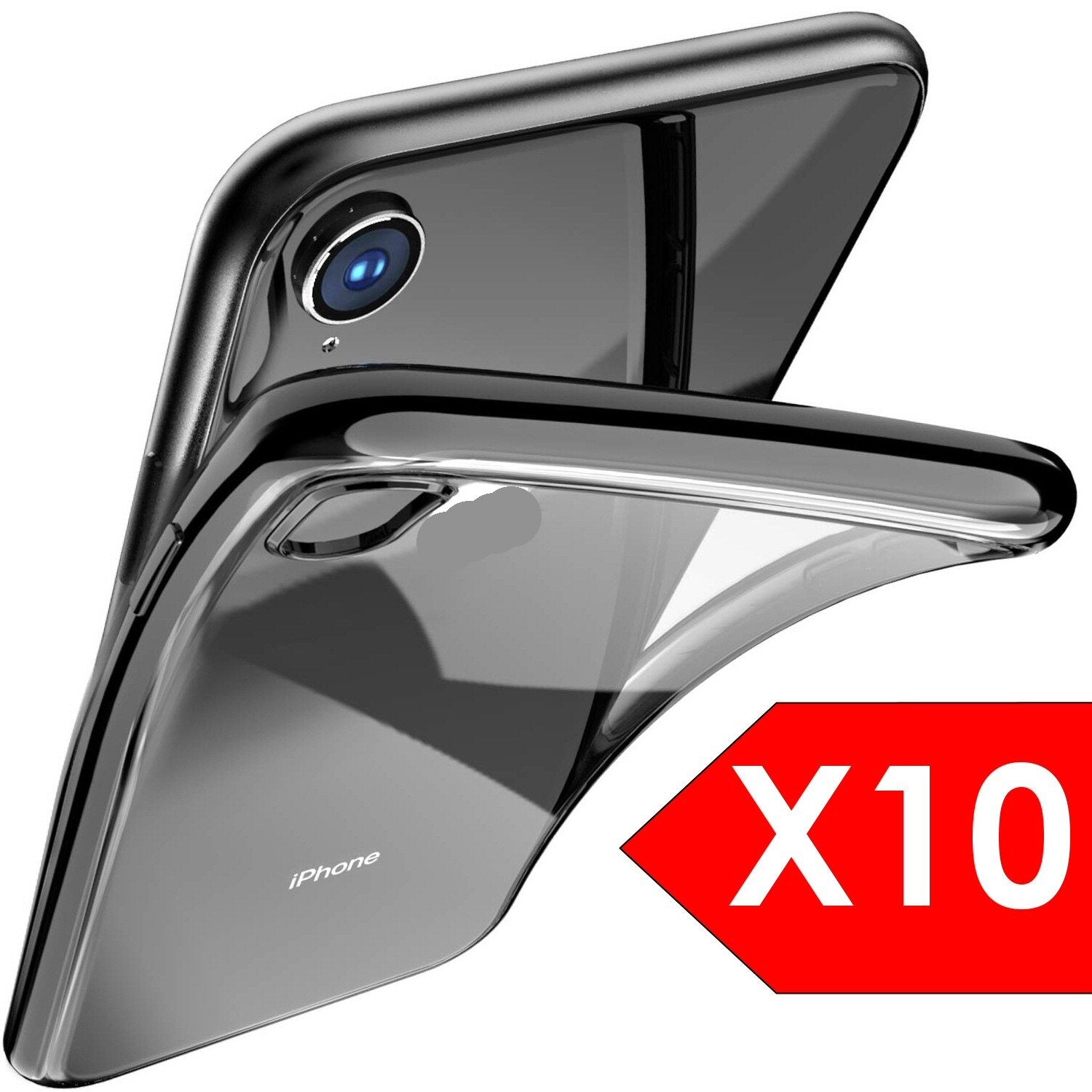 Case For iPhone 6 Bulk Pack of 10 X Clear Silicone With Black Edge Case Cover FoneFunShop   