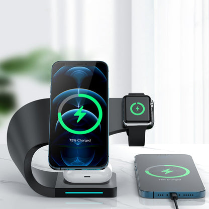 Wireless Charging For iPhone Watch and Pods Desktop Stand 3 in 1 Black  FoneFunShop   