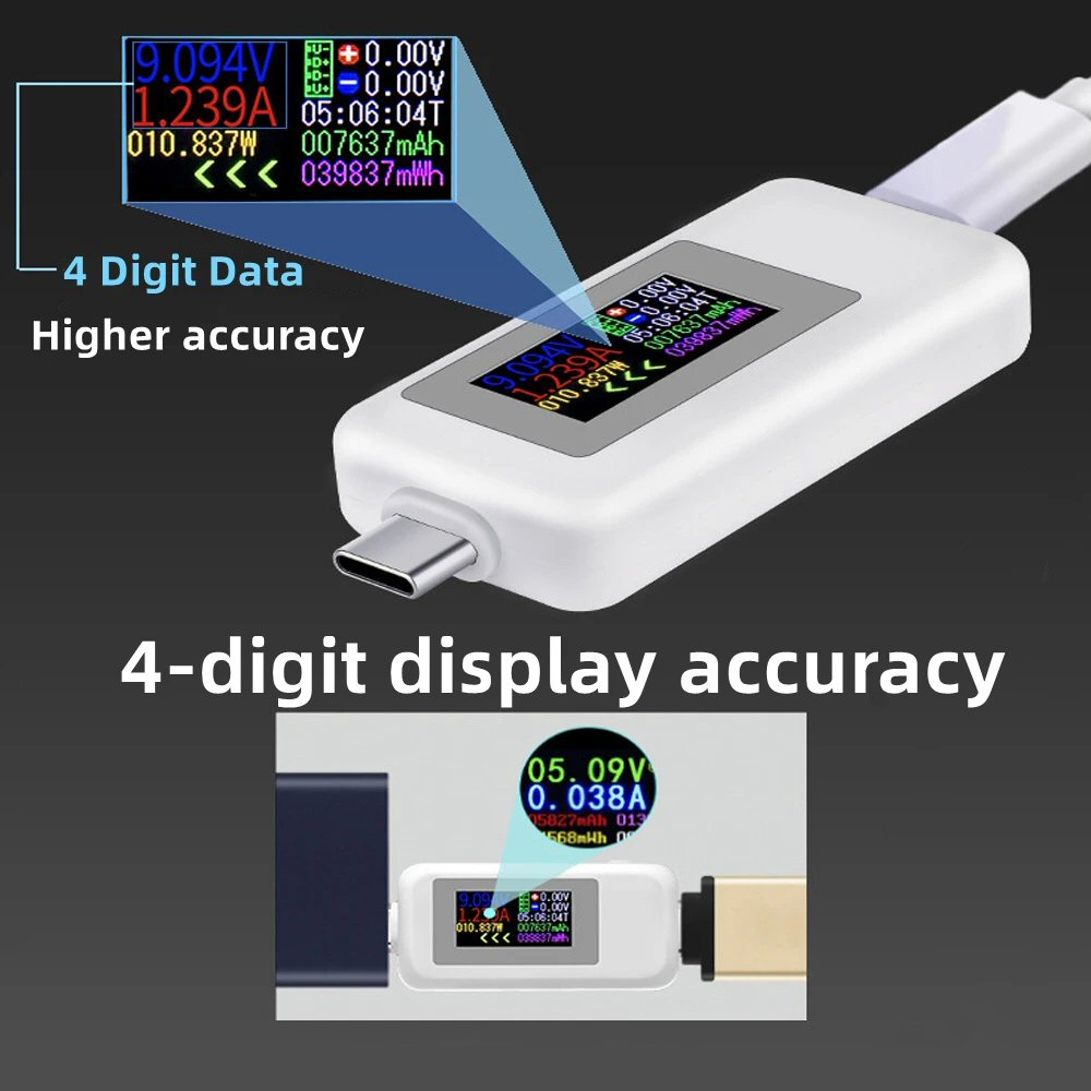 Charging Port Tester For Type-C Smartphone Voltmeter Ammeter Power Capacity Charging Port FoneFunShop   