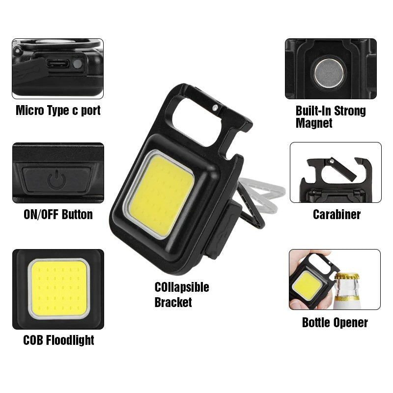 Rechargeable Emergency LED Flood Light Magnet Stand Hook Keyring Camping Fishing  FoneFunShop   