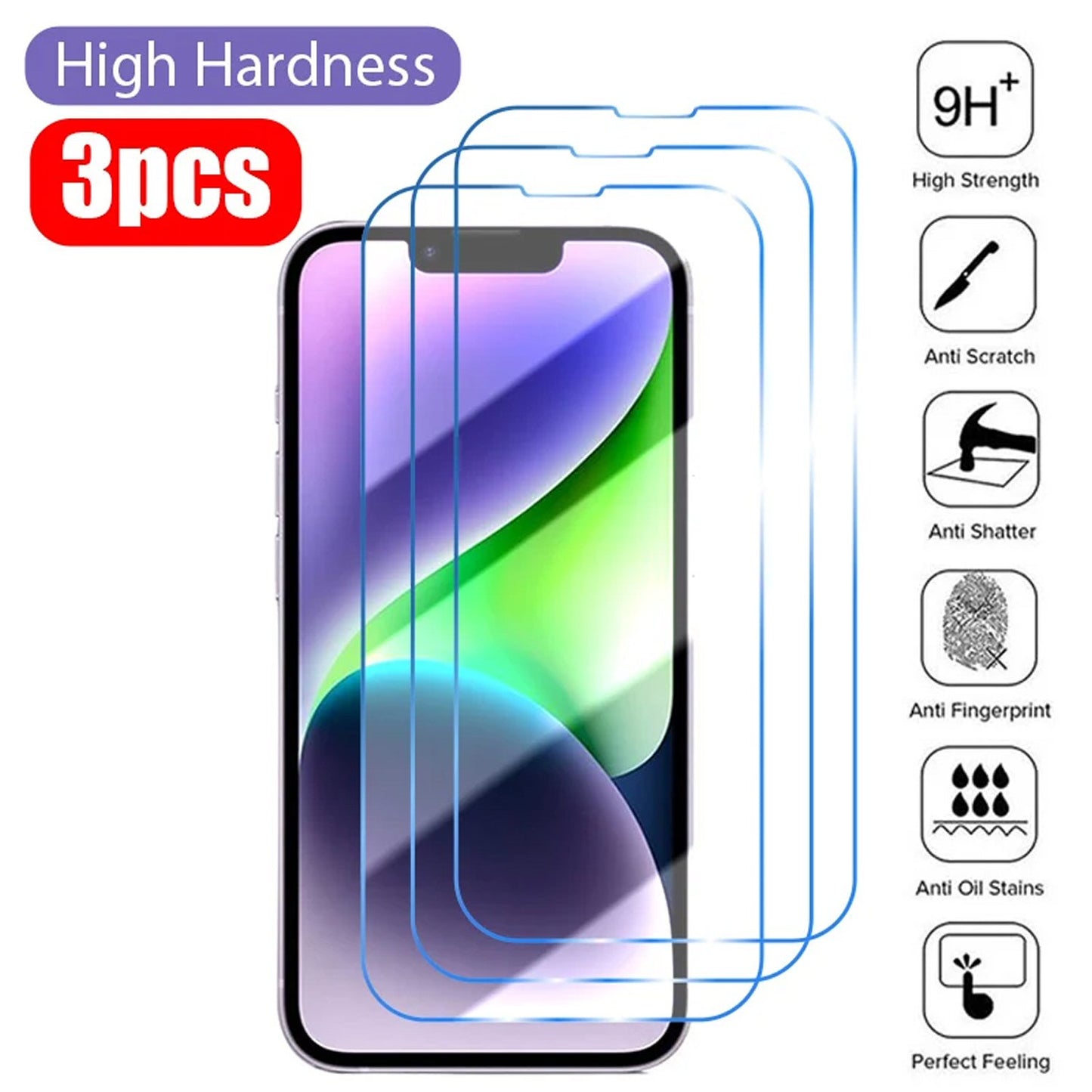 Screen Protector For iPhone 14 Pro Max 3x Triple pack Tempered Glass Screen Protector FoneFunShop   