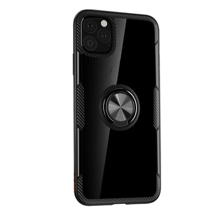 Case For iPhone 11 Pro Max Black Clear With Magnetic Ring Holder Stand Case Cover FoneFunShop   