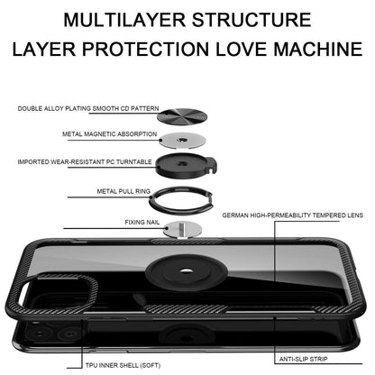 Case For iPhone 11 Pro Black Slim Clear Cover With Magnetic Ring Holder Stand Case Cover FoneFunShop   