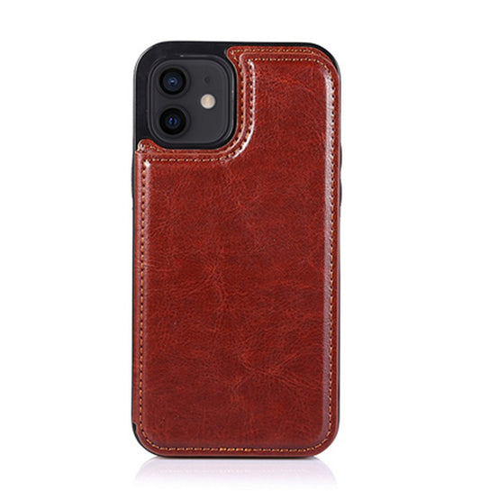 Case For iPhone 14 15 in Brown Flip Leather Multi Card Holder Case Cover FoneFunShop   