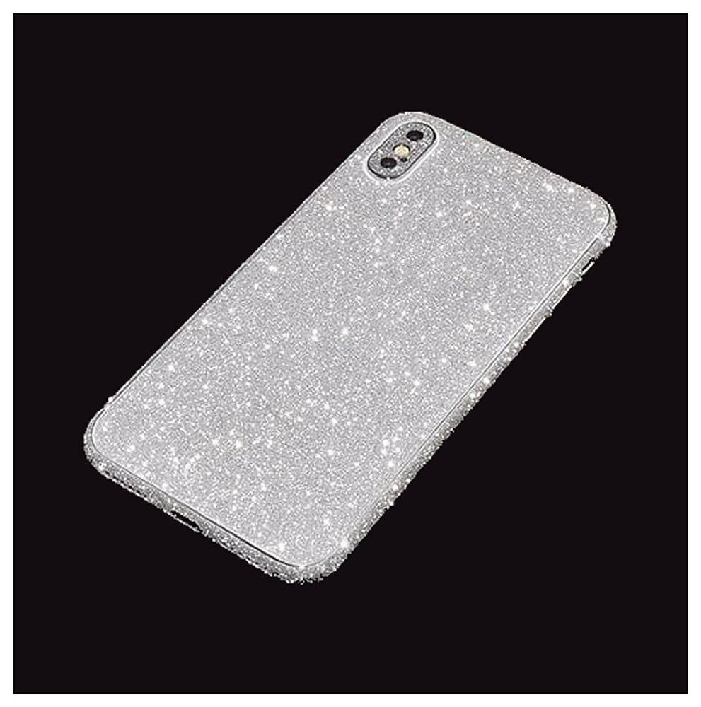 Back Protector For iPhone XS Max Silver Glitter Bling Rear Protector Protector FoneFunShop   