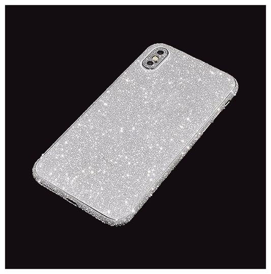 Back Protector For iPhone 8 Plus Silver Glitter Bling Rear Protector Protector FoneFunShop   