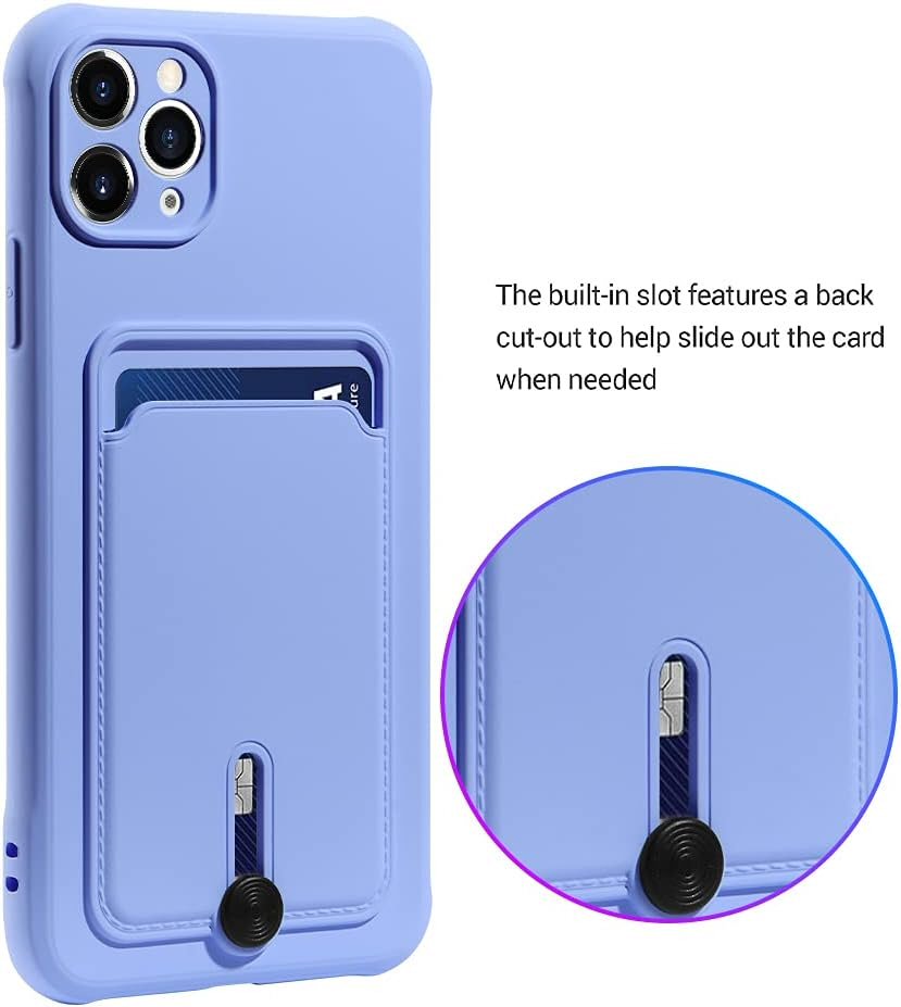 Silicone Card Holder Protection Case For iPhone 15 Plus in Navy Case Cover FoneFunShop   