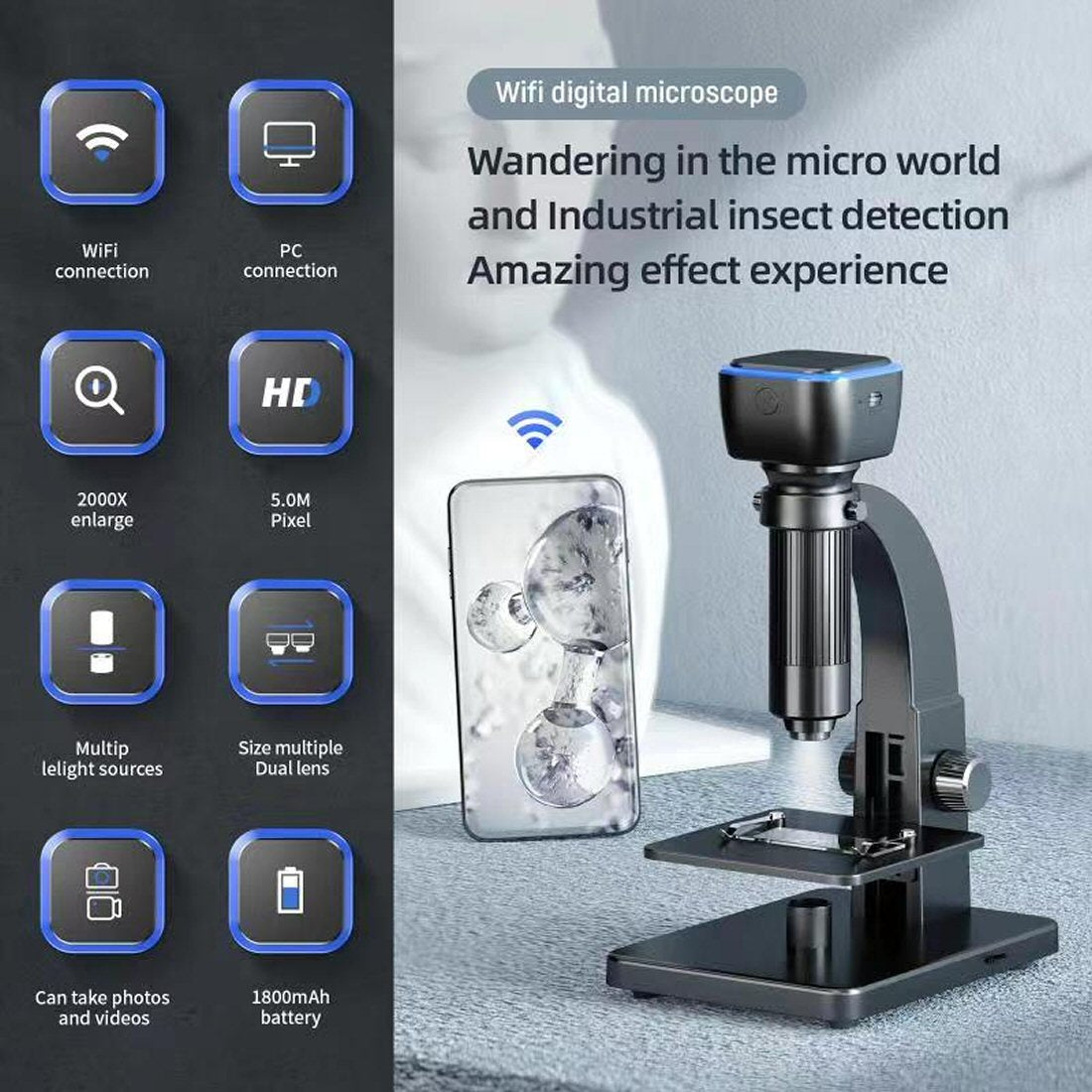 WiFi Digital Microscope 5mp 2000x Digitizer FoneFunShop   