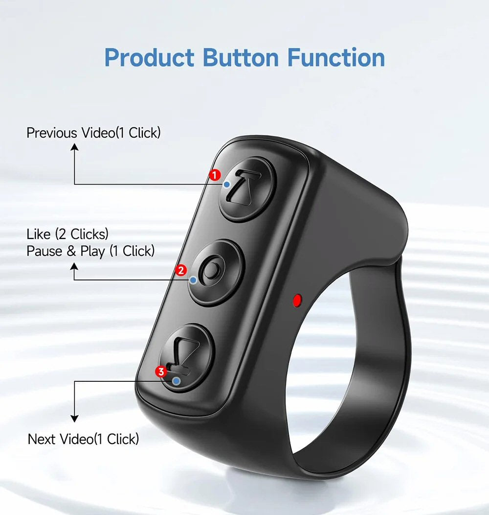 Tiktok Remote Control Ring Finger Scroller Remote E-book Bluetooth Scrolling Black  FoneFunShop   