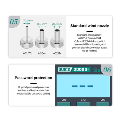 QUICK 2008D+ Desoldering Rework Station Hot Air Gun For Mobile Phone Repair 220V Solder FoneFunShop   