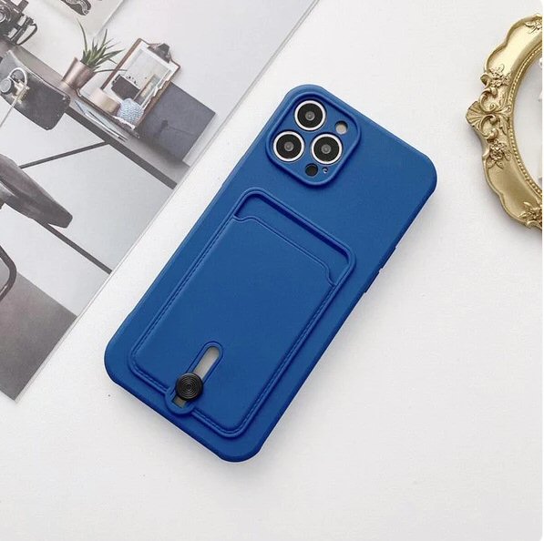 Case For iPhone 15 Pro Silicone Card Holder Protection in Navy Case Cover FoneFunShop   