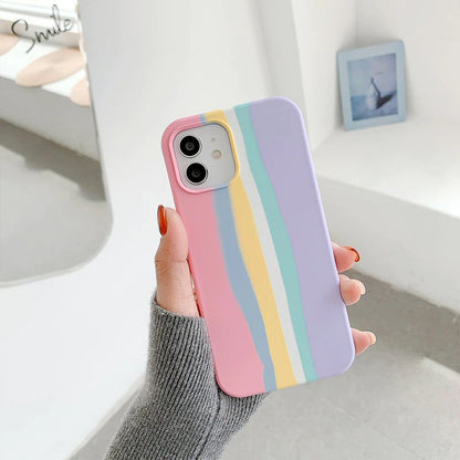 Case For iPhone 13 Pro Rainbow Brighton Rock Liquid Silicone Case Cover FoneFunShop   