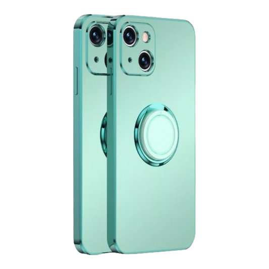 Case For iPhone 13 in Green Luxury Plating Magnetic Car Ring Case Cover FoneFunShop   