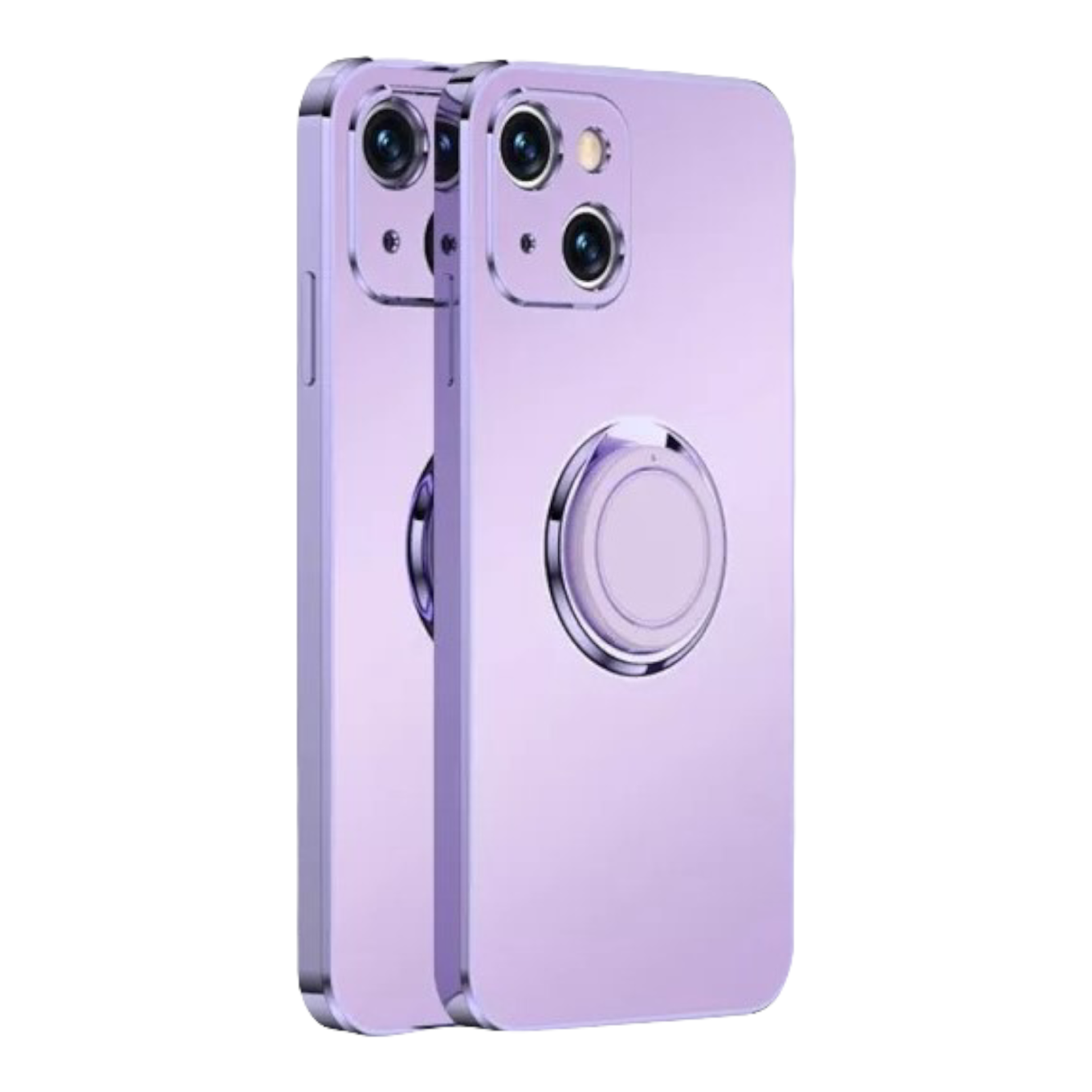 Case For iPhone 13 in Lavender Luxury Plating Magnetic Car Ring Case Cover FoneFunShop   