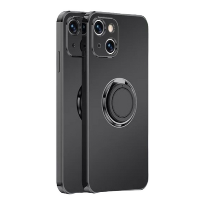 Case For iPhone 13 Pro Max in Black Luxury Plating Magnetic Car Ring Case Cover FoneFunShop   