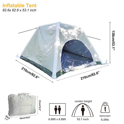 Inflatable Camping Tent 3-4 Man Quick 2 Minute Setup 2m Square Waterproof Tent FoneFunShop   