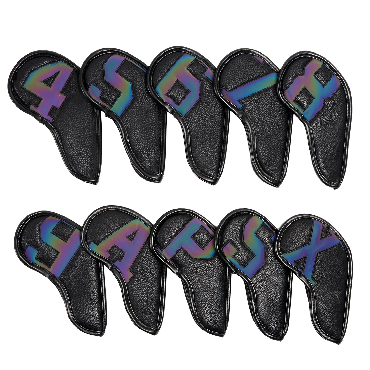 Golf Iron Head Covers With Magnetic Closure Gradient Black 10 Pcs Golf Accessorise FoneFunShop   