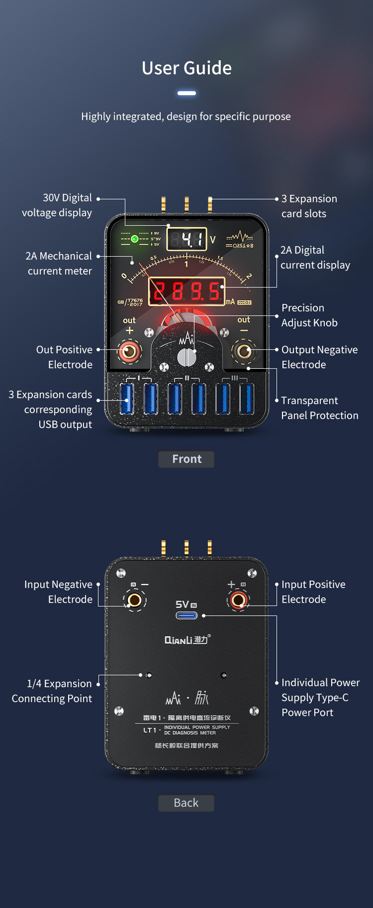 DC Power Supply Qianli LT1 Insulate Phone Diagnosis Instrument inc 2 Expansions Qianli FoneFunShop   