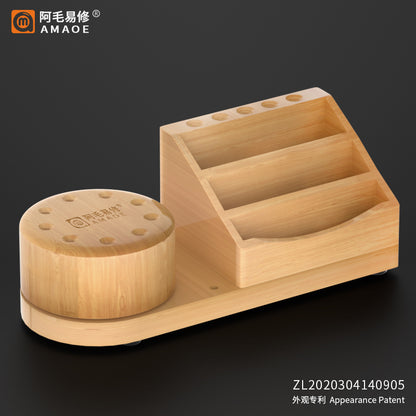 Screwdriver Holder Rotating AMAOE M62 Bamboo Multifunction Storage Rack Screwdriver FoneFunShop   