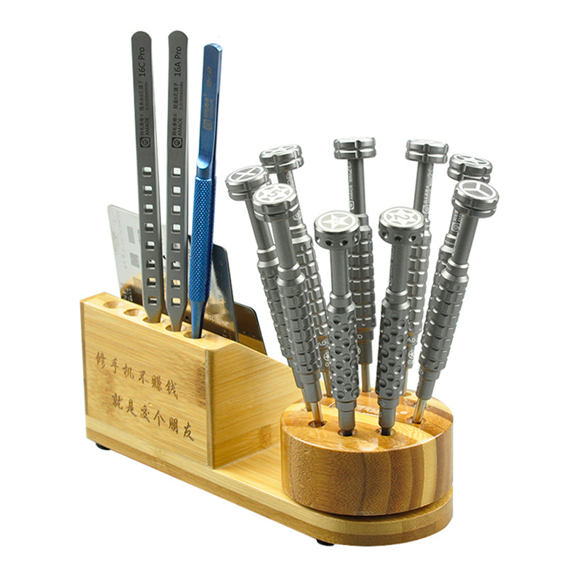 Screwdriver Holder Rotating AMAOE M62 Bamboo Multifunction Storage Rack Screwdriver FoneFunShop   