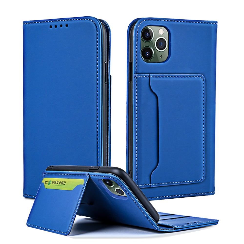 Case For iPhone 12 12 Pro 6.1 Blue Luxury PU Leather Wallet Flip Card Cover Case Cover FoneFunShop   