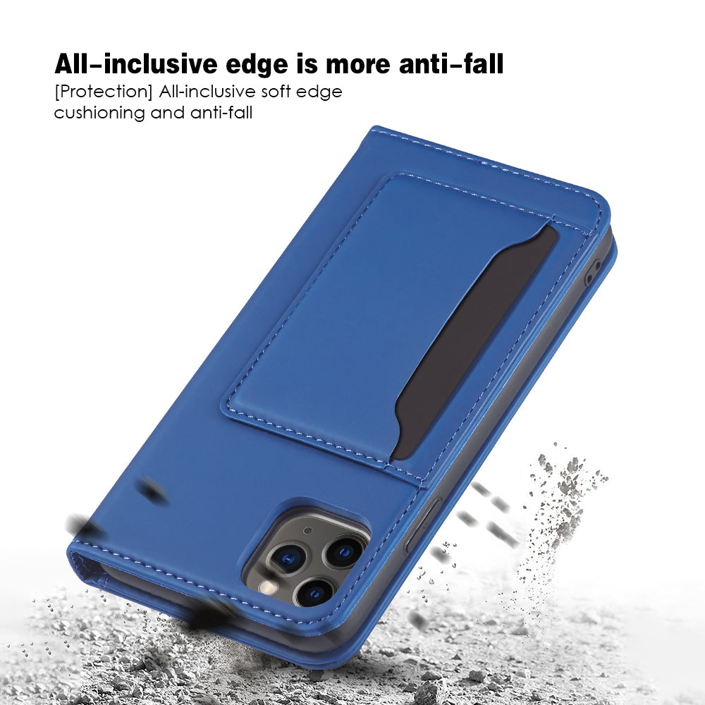 Case For iPhone 12 12 Pro 6.1 Blue Luxury PU Leather Wallet Flip Card Cover Case Cover FoneFunShop   