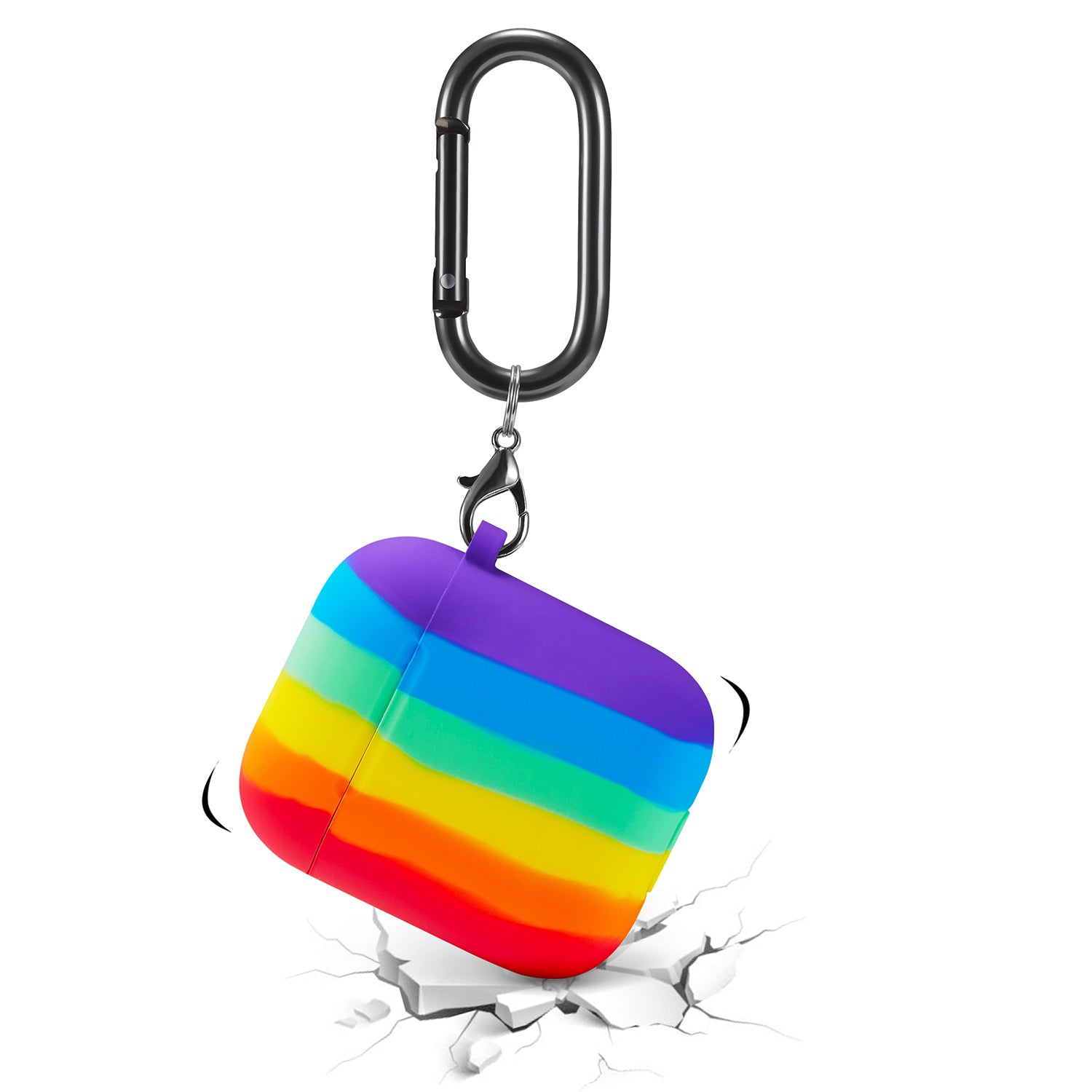 Case For Apple Airpods with Hanger Hole For LED Gay Pride Silicone Rainbow Case Cover FoneFunShop   