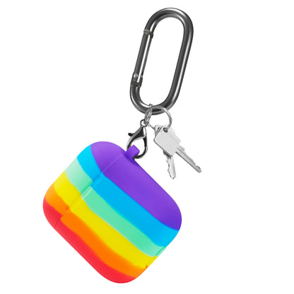 Case For Apple Airpods with Hanger Hole For LED Gay Pride Silicone Rainbow Case Cover FoneFunShop   