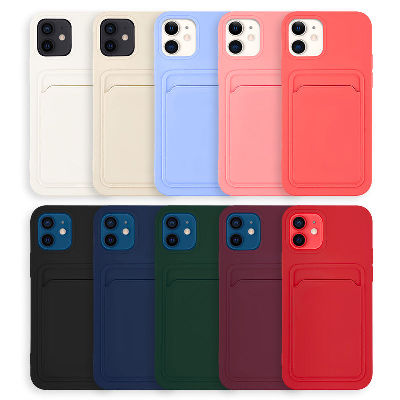 Case For iPhone 11 With Silicone Card Holder Navy Case Cover FoneFunShop   