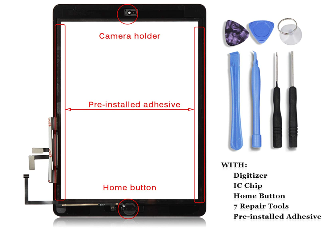 Digitizer For iPad Air 1 A1474 A1475 A1476 Touch Screen White With Toolkit Digitizer FoneFunShop   